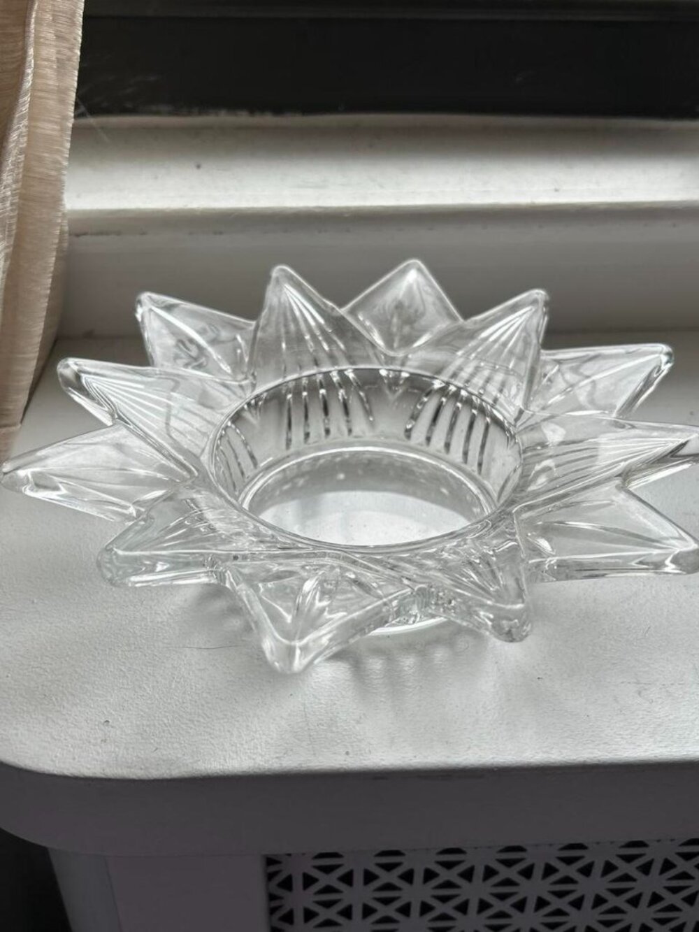 Vintage Mikasa Medium Sized Glass Starmist Patterned Pillar Candle Holder